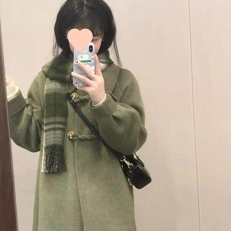 牛角扣长款呢子大衣女毛呢外套秋冬季感小个子2025年新款加厚,淘宝优惠券,粉丝福利购,淘宝优惠卷