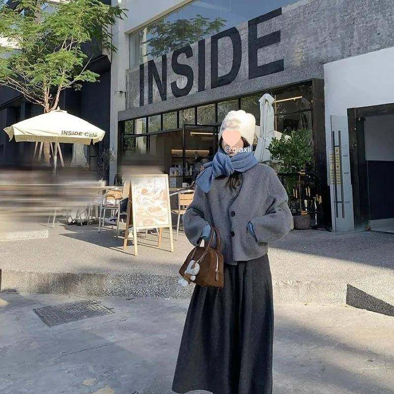 美拉德套装女冬季新款夹棉加厚短款毛呢外套高腰百褶半身裙三件套,淘宝优惠券,粉丝福利购,淘宝优惠卷