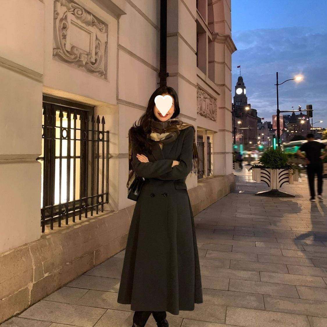 黑色赫本风毛呢外套女西装领新款感收腰显瘦长款气质呢子大衣,淘宝优惠券,粉丝福利购,淘宝优惠卷