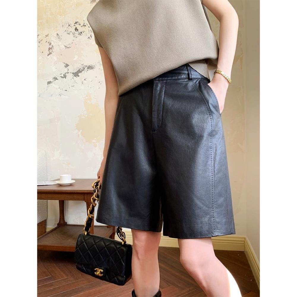 【高货】秋冬新款高腰显瘦阔腿裤绵羊皮松紧腰休闲百搭皮裤DY1961,淘宝优惠券,粉丝福利购,淘宝优惠卷