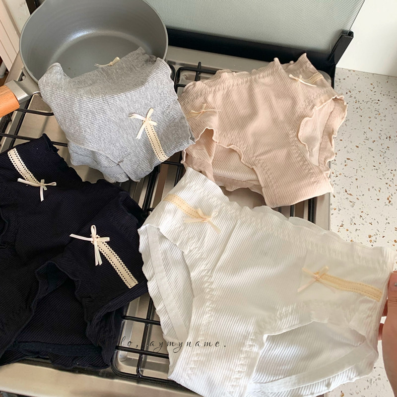 纯欲甜美少女~蝴蝶结螺纹低腰包臀内裤秋冬新款纯棉裆舒适透气,淘宝优惠券,粉丝福利购,淘宝优惠卷