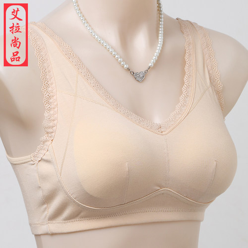 背心式内衣 春夏款无钢圈中老年套头文胸 蕾丝 妈妈舒适薄款胸罩 - 图0
