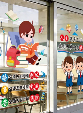 幼儿园小学补习班学习励志标语橱窗玻璃门静电贴学校教室玻璃贴纸