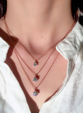 莫桑石六爪吊坠锁骨项链