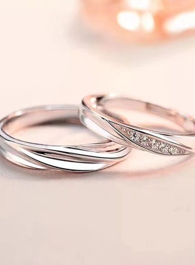 莫桑石情侣戒指男女对戒