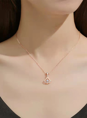 莫桑石扇形时尚锁骨链女