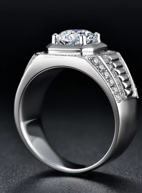 莫桑石男戒霸气时尚微镶男戒