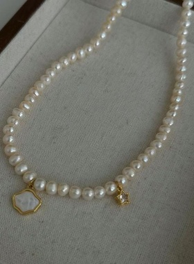 贝母微镶星星天然淡水珍珠项链