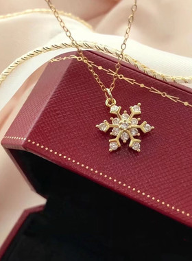 雪花项链女微镶莫桑石森系气质