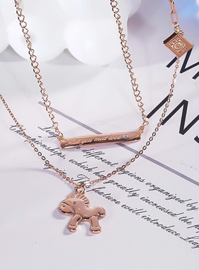 chin时尚莫桑钻小马项链