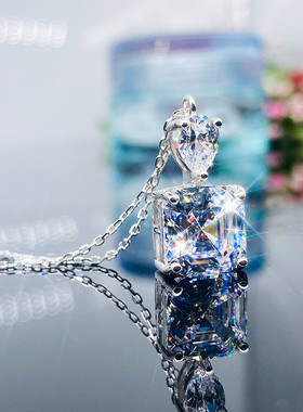 2克拉锁骨链纯银百搭方钻