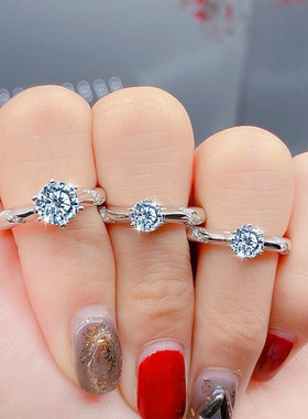 莫桑钻经典微馕花臂六爪戒指