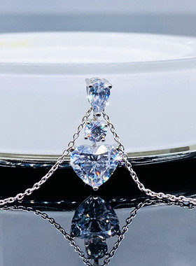 3克拉轻奢爱心水滴锁骨链