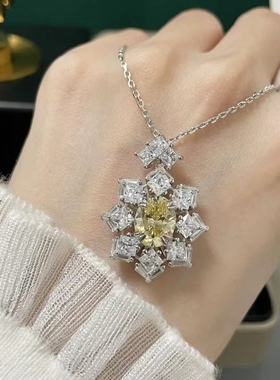 异形满钻八角黄钻项链