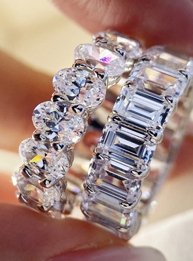 莫桑石网红双排食指环戒指