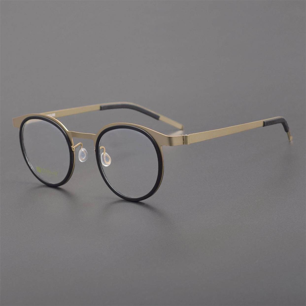 林德同款9704TR眼镜无螺丝圆形复古文艺可配近视眼镜框男士-图0