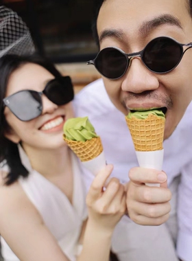 匠心复古椭圆眼镜架纯钛超轻眼镜框太阳镜墨镜可配近视镜片男女款