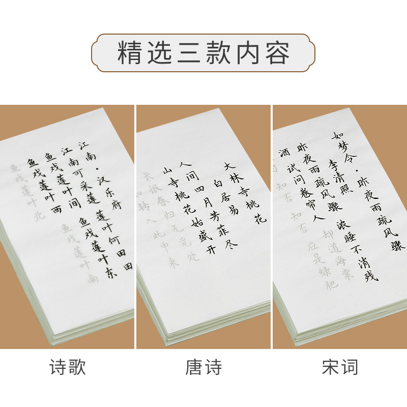 簪花小楷钢笔式毛笔字帖成人毛笔字临摹练字帖小楷描红练字专用作品纸唐诗宋词软笔书法练习初学者入门套装-图2