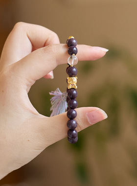 合香珠中式药香手串古法非遗手工编草莓熊白水晶流苏设计安神留香