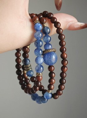 蓝晶石檀木手串小众设计