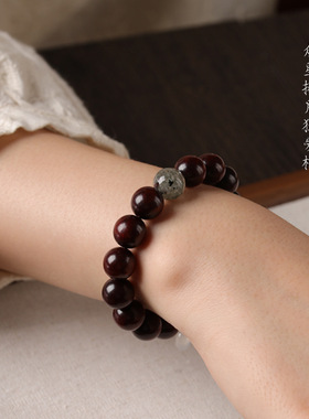 新中式小叶紫檀黑檀木绿幽灵手串