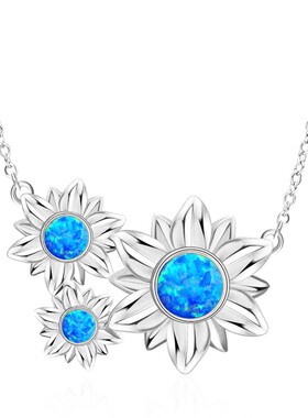 新款Opal澳宝太阳花夏威夷风向日葵项链吊坠澳宝项链饰品镶进口欧