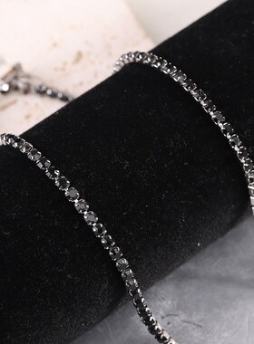 新款亚马逊欧美简约4MM镶锆石栓扣调节可拆卸项链锁骨链