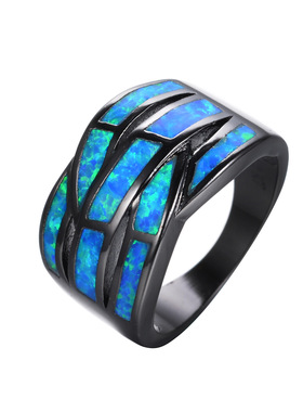 欧泊三层交叉锆石现货戒指