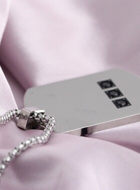 新款欧美跨境27MM个性军牌光面镶锆皇冠可激光Logo不锈钢情侣项链