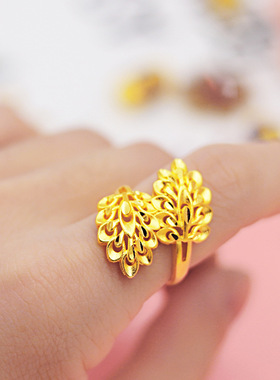 欧美风铜镀金现货大戒指新品