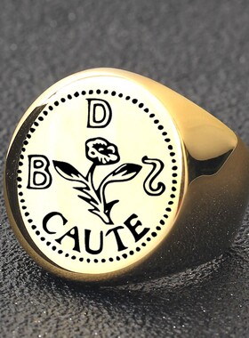 新款欧美热卖不锈钢光面激光个性玫瑰花戒指圆形22MM钛钢复古指