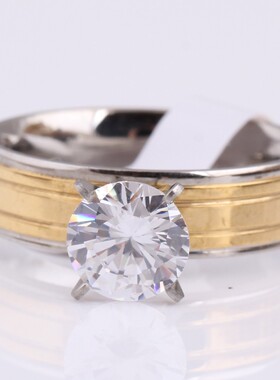 新款韩版ins时尚简约个性女士镂空镶锆钛钢戒指  金色不锈钢戒指