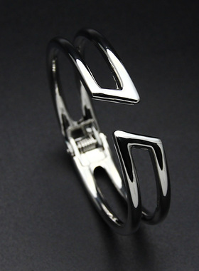 银色镂空欧美风女士防过敏手镯