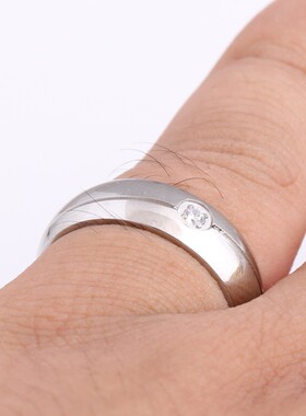 新款欧美ins热卖6MM简约时尚钛钢斜纹单钻不锈钢戒指个性百搭戒指