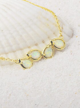 新款亚马逊 ins 夏威夷澳宝水滴项链夏日欧珀项链