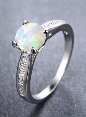 新款跨境热销 皓石澳宝女戒指四爪边镶满钻欧美复古厂家