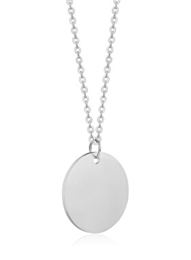 新款不锈钢25MM圆形光面吊坠身份吊牌老人防走失小孩项链可激光Lo