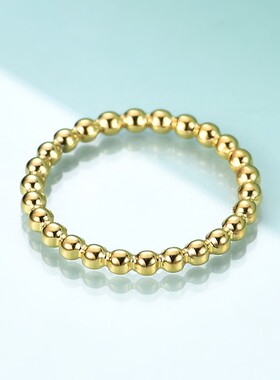 新款欧美跨境ins时尚个性简约几何圆珠2MM情侣戒指不锈钢钛钢戒指