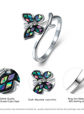 欧美风炫彩蝴蝶戒指新品