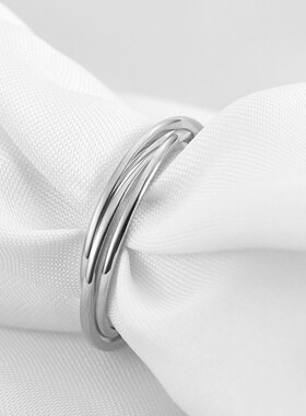 新款欧美跨境不锈钢三环单圈1MM男女戒指时尚三圈情侣对戒女