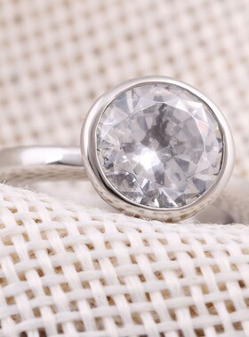 新款跨境个性多色8MM莫桑石锆石钛钢戒指不锈钢戒指指环厂家