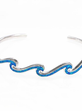 新款Opal澳宝夏威夷风格多层波浪手镯手圈澳宝手镯饰品镶进口欧泊