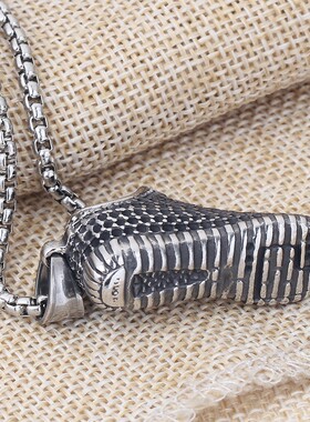 新款亚马逊欧美创意个性洞洞空气跑鞋抽象潮流不锈钢钛钢项链