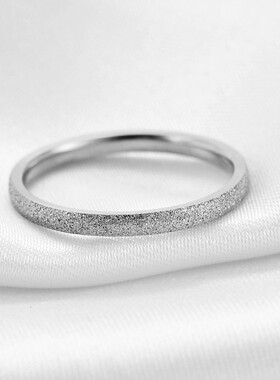 新款热卖时尚简约2MM情侣对戒磨砂不锈钢戒指百搭