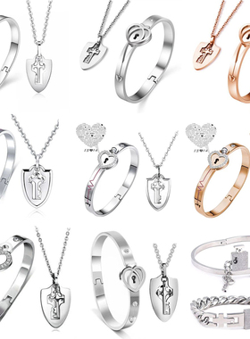 抖音情侣钛钢手镯项链陈法拉同款