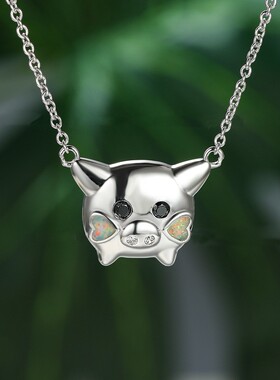 新款亚马逊精致玫瑰金蓝进口澳宝猪项链时尚个性创意百搭颈链