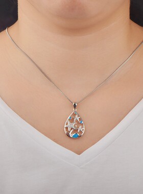 新款Opal澳宝简约项饰女时尚款春夏锁骨链蓝色海星三宝吊坠澳宝项