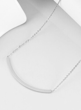 新款不锈钢长条弧形2 5MM锁骨链项链不锈钢简约项链可激光Logo女