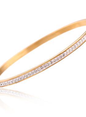 配饰欧美风玫瑰金镶钻手环现货