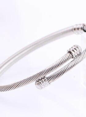 新款欧美跨境热卖时尚手镯 简约电缆线钢丝线加粗5MM可调节手环女